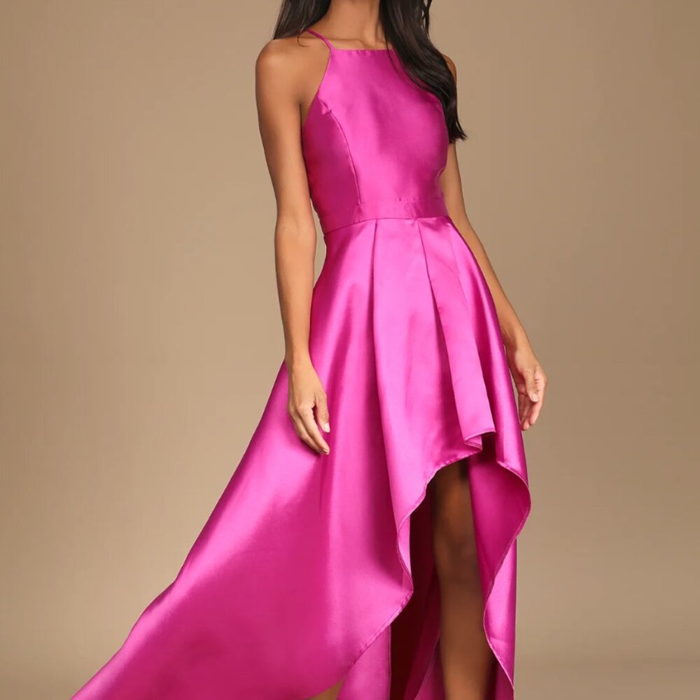 Lulu's Fuchsia High-Low Formal Dress